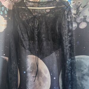 Black Lace Long Sleeve Top